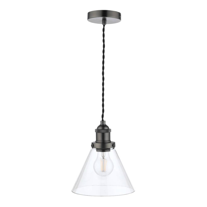 Laura Ashley Isaac Pendant Industrial Nickel Glass