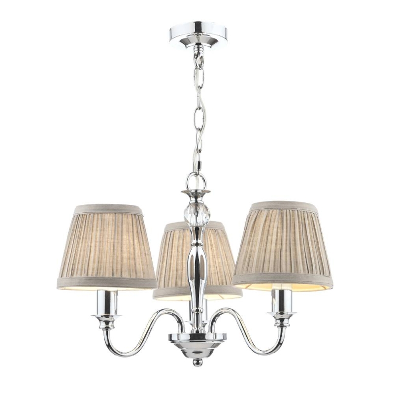 Laura Ashley Ellis 3lt Pendant Polished Chrome With Shades