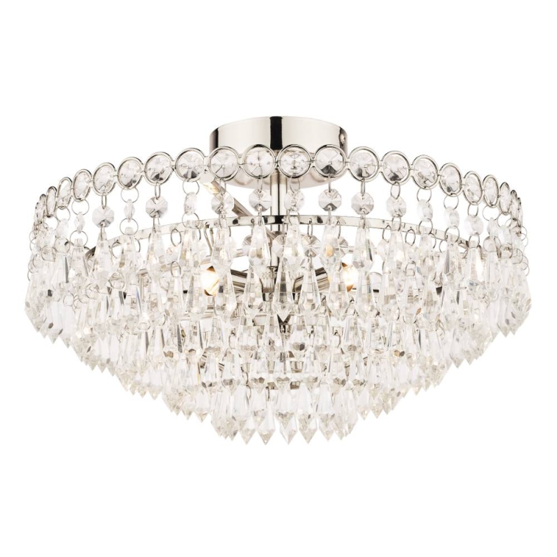 Laura Ashley Enid 5lt Semi Flush Polished Nickel Crystal