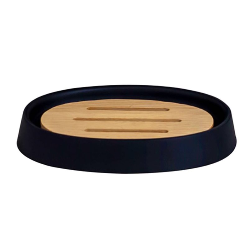 SONATA SOAP DISH/ BLACK-BAMBOO