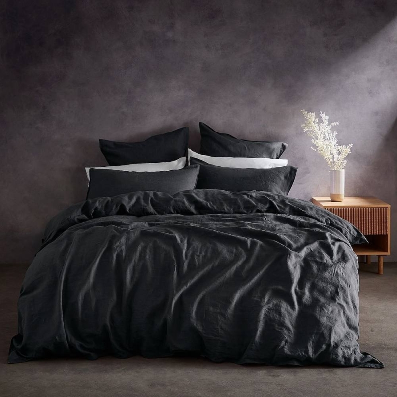 Lazy Linen Duvet Cover Charcoal