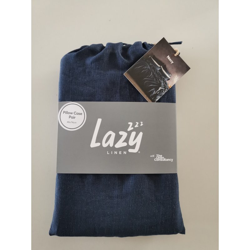 Lazy Linen Pillowcase Pair Navy