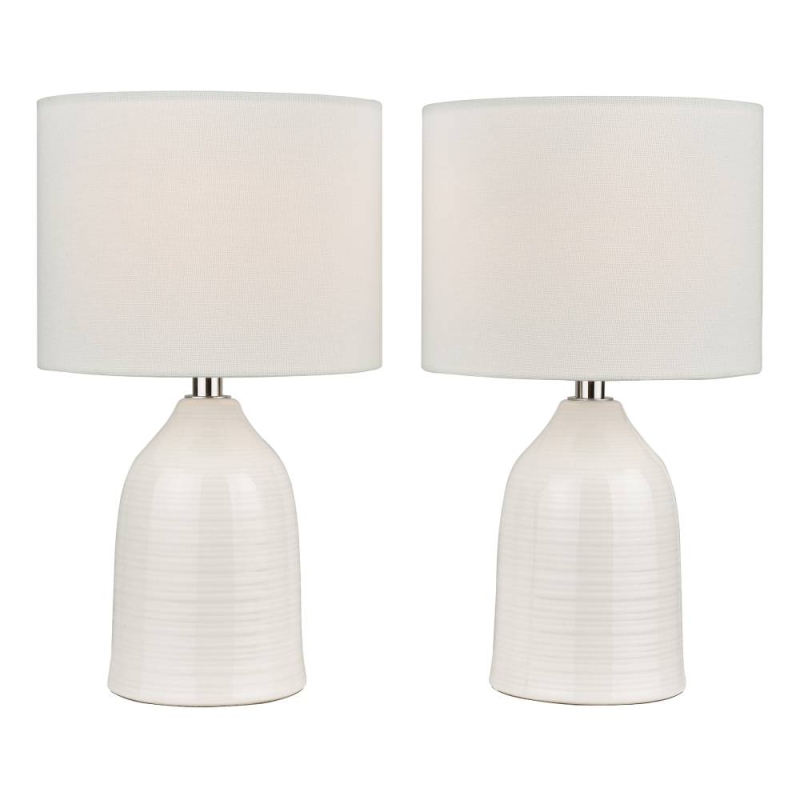 Laura Ashley Penny Twin Pack Table Lamp Cream With Shade