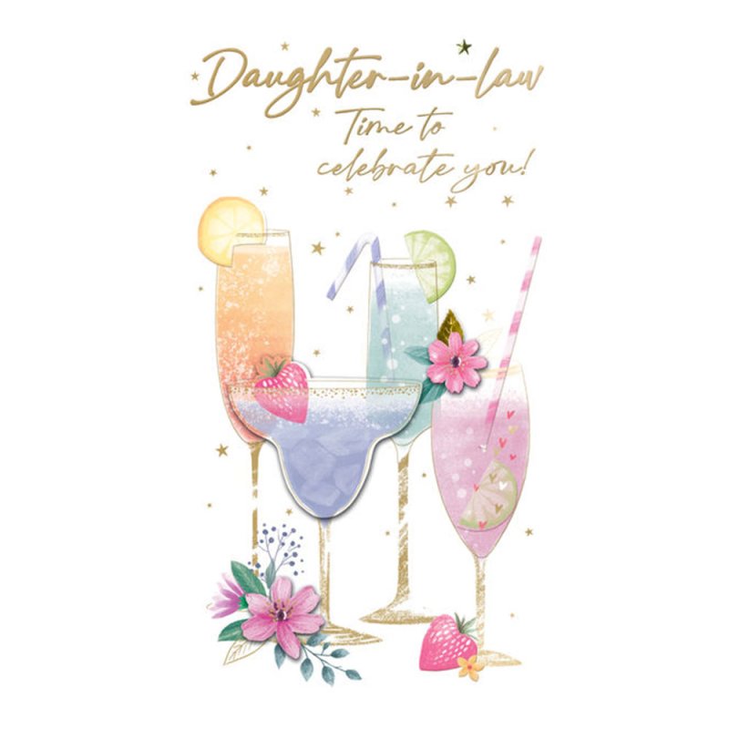 Daughter In Law - Different Shaped Cocktail Glasses Card