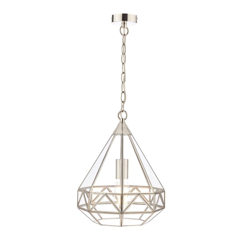 Laura Ashley Zaria Pendant Polished Silver Glass