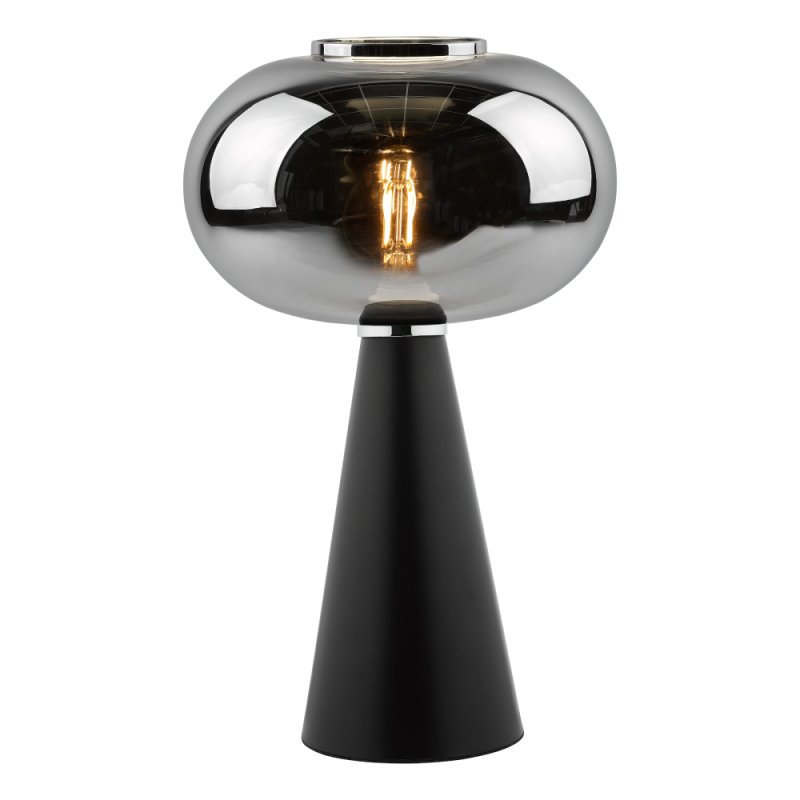 Jensen Table Lamp Smoked Glass Black Shade