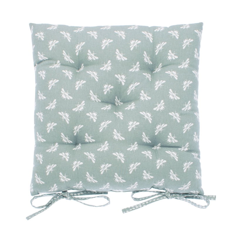 Bee Seat Pad With Ties Moss
