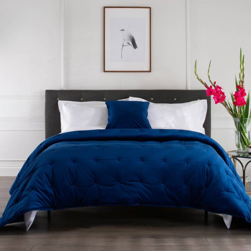 Velvet Dot Quilted Throw 140 x 200CM Navy