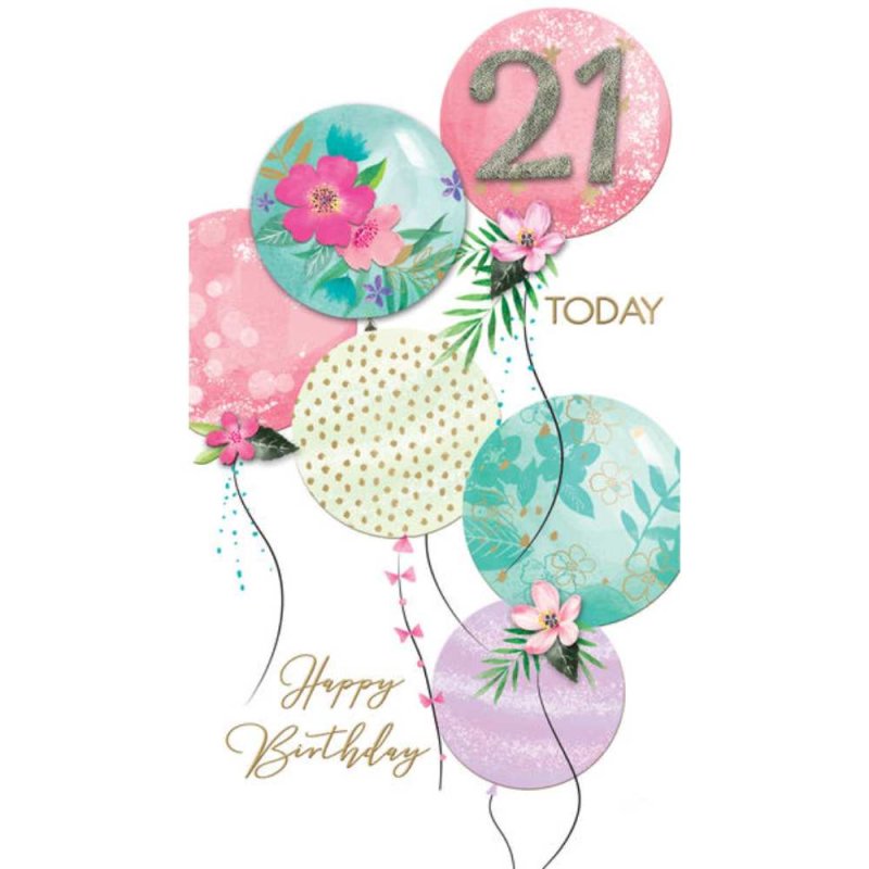 21st - Balloons Birthday Card