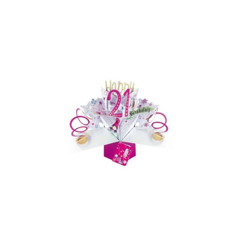 Bubbly Pop UP 21st Birthday Card