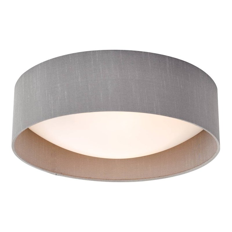 Nysa 2 Light Flush 40cm Grey Faux Silk