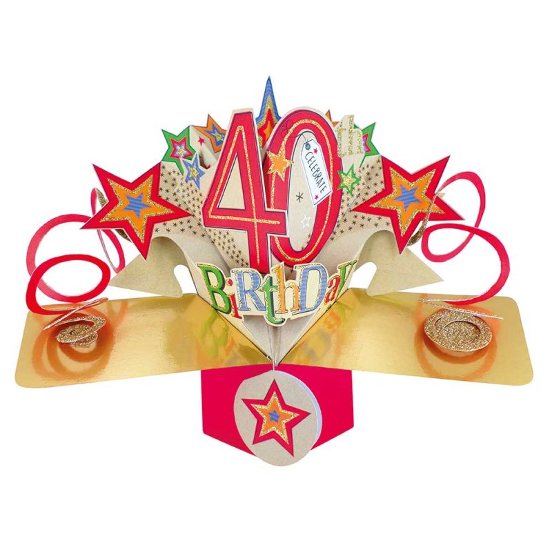 stars pop up 40th birthday card
