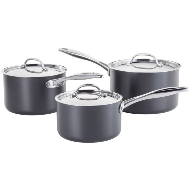  Stellar 6000  Hard Anodised non stick 3 Piece saucepan set  