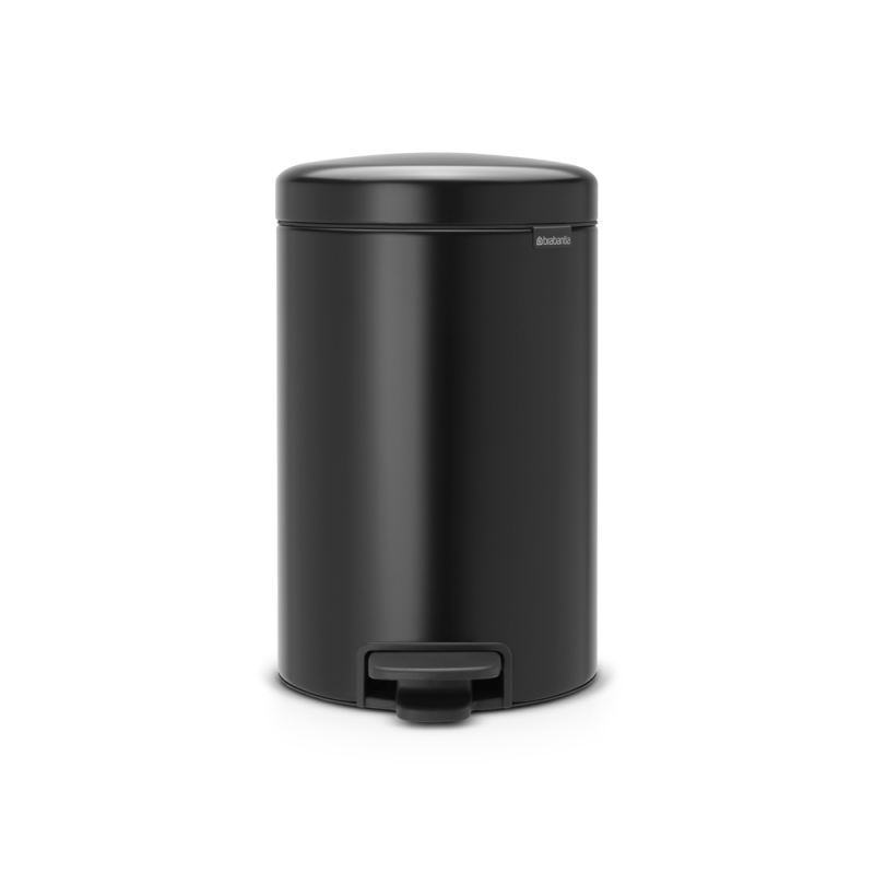 Brabantia Newlcon Pedal Bin 12L Plastic Bucket Matt Black