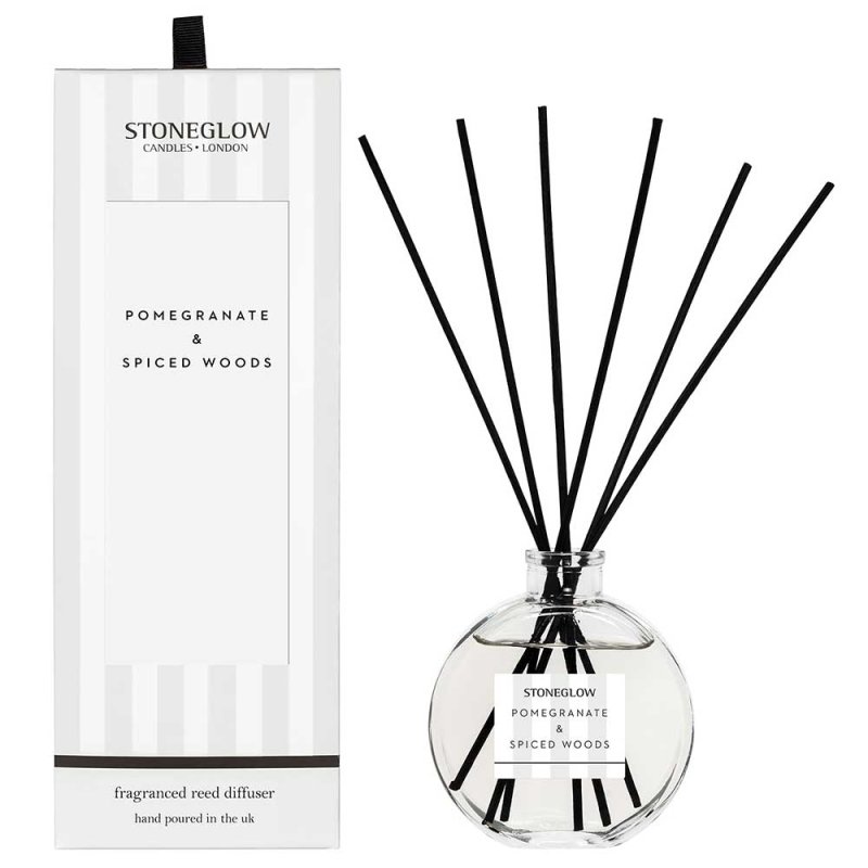 stoneglow pomegranate & spiced woods reed diffuser
