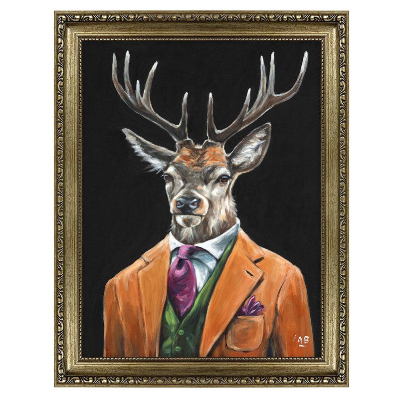 Gentleman Stag Framed Print by Louise Brown