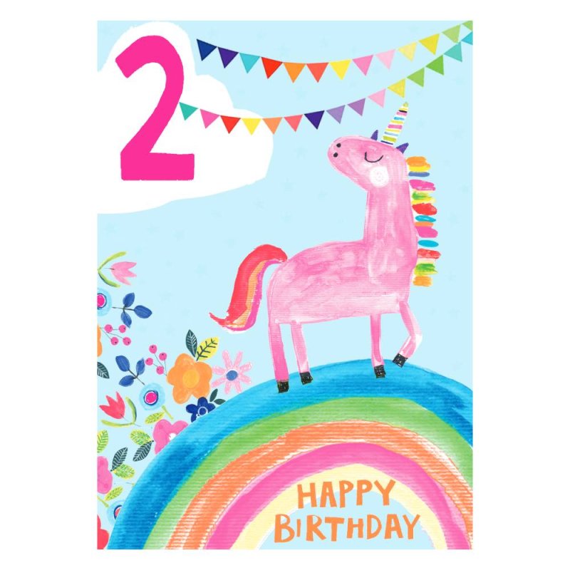 Age 2 Happy Birthday - Girl Birthday Greeting Card