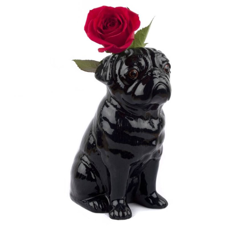 Quail Ceramics - Pug Flower Vase Black - Large