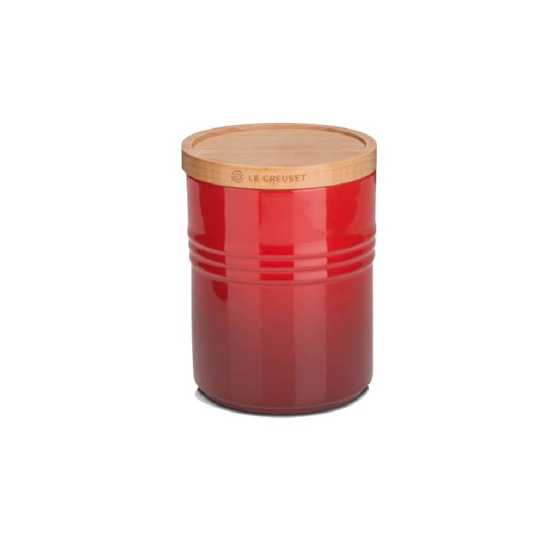 Le Creuset Medium Storage Jar with Wood Lid Cerise