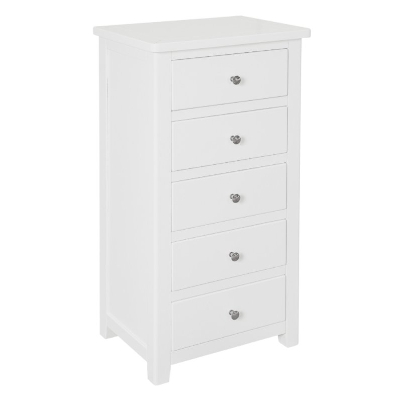 Hamilton 5 drawer narrow chest white