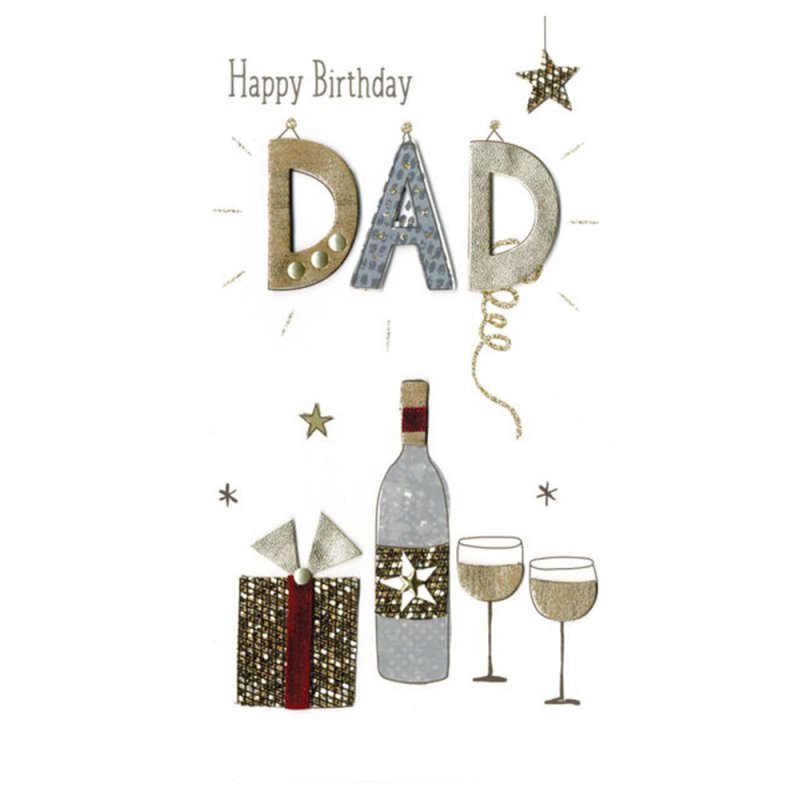 Dad - Wine Bottle & Gift Birthday Card