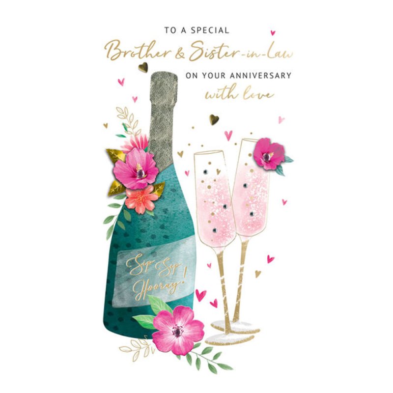 Anniversary Brother & Sister-In-Law - Champagne And Flutes Card