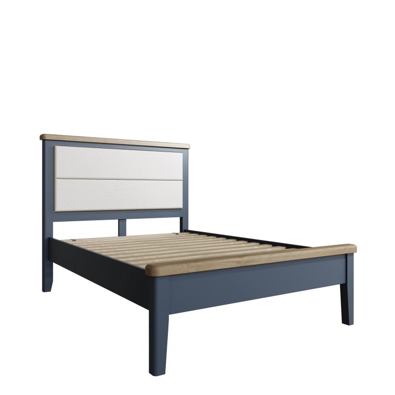 Harleston blue bed frame fabric headboard & drawers