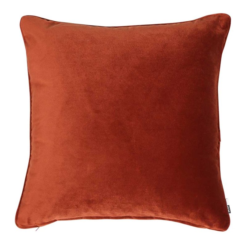luxe velvet piped cushion paprika