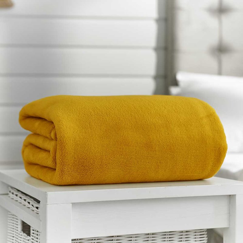 snuggle touch throw mustard