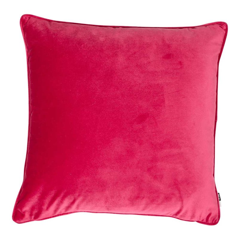 luxe velvet piped cushion fuschia