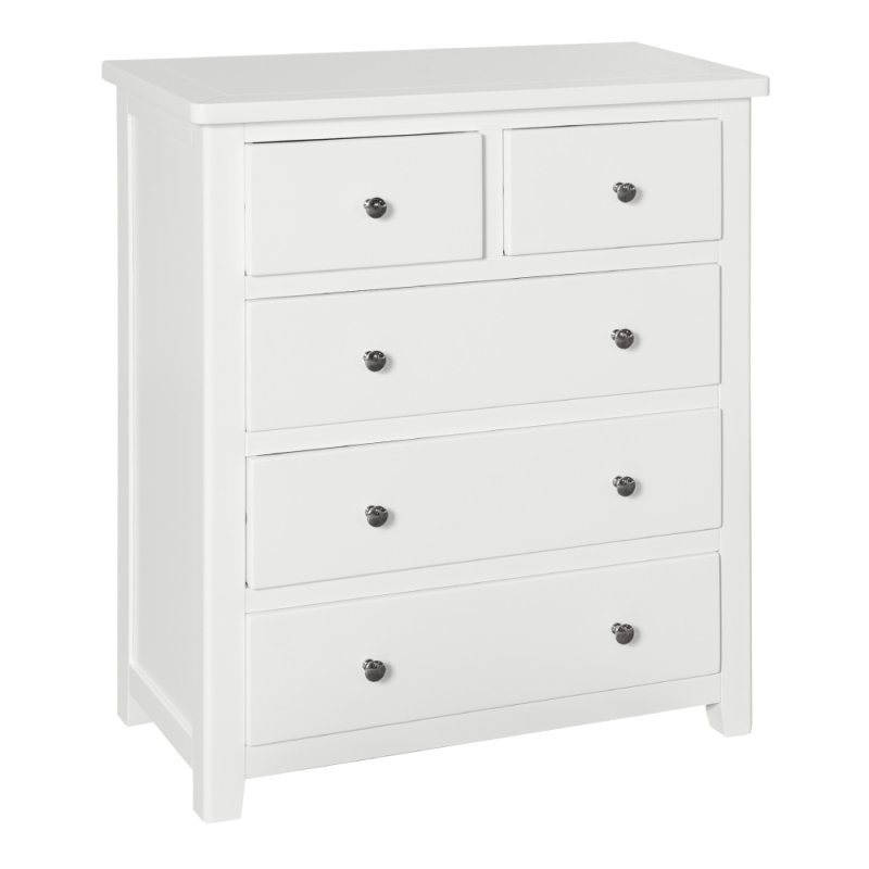 Hamilton 2+3 drawer bedside chest white