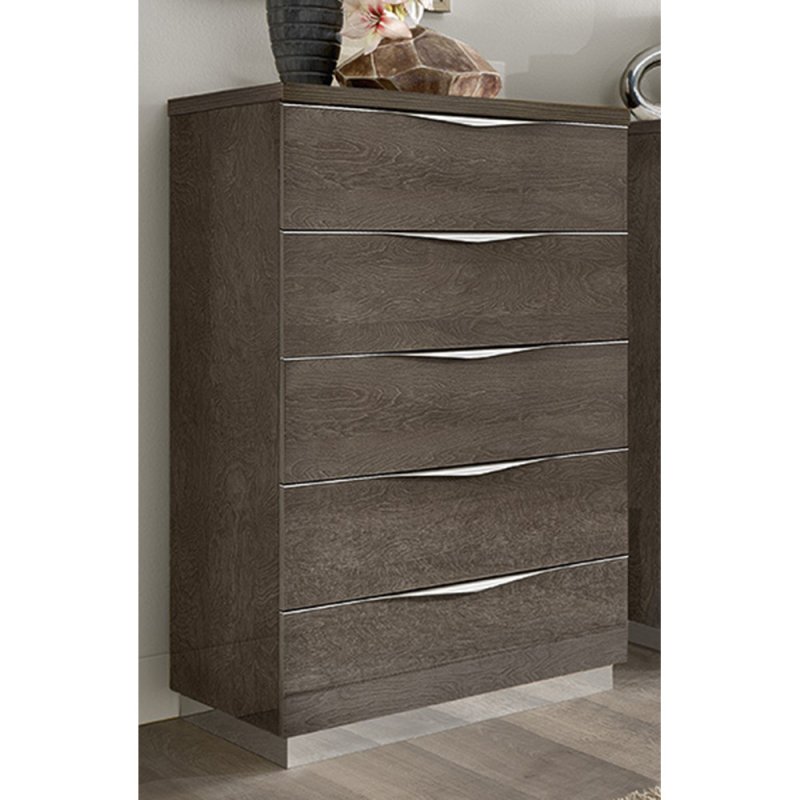 havana 5 drawer tallboy silver grey