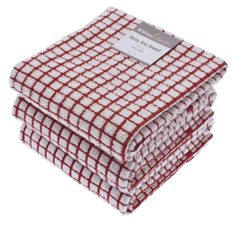 Walton & Co Terry Tea Towel Red