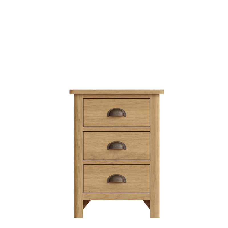 Rendham 3 drawer bedside chest oak
