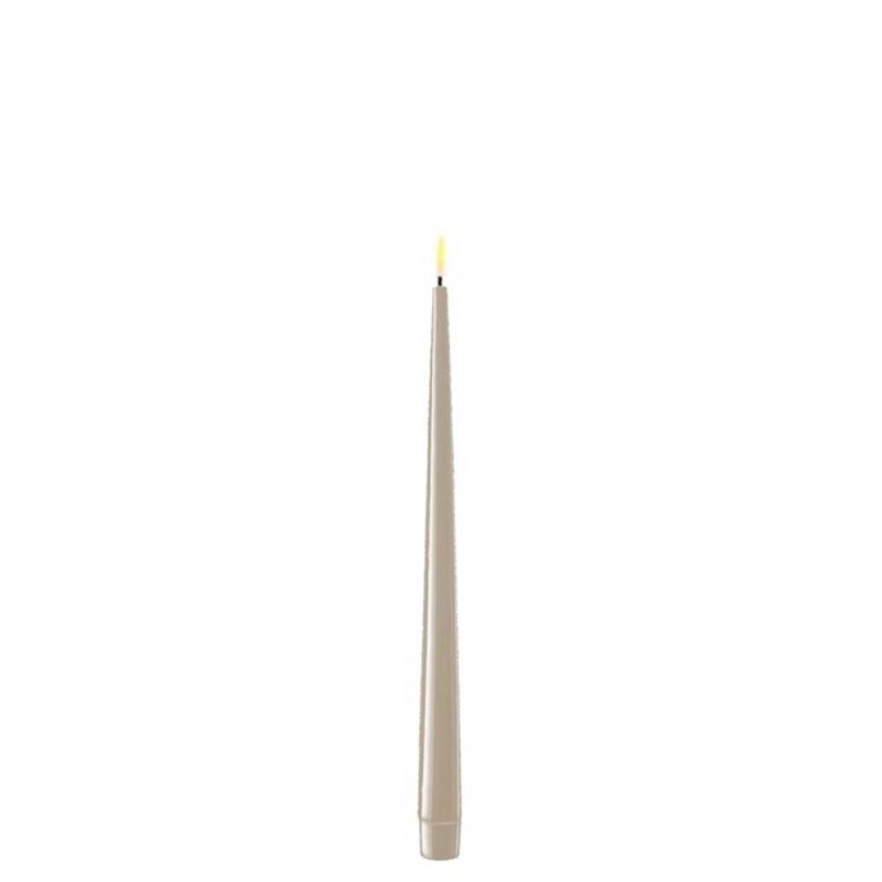 Deluxe Homeart Real Flame Led Taper Dinner Candles Sand -  2 Pack