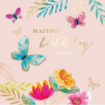 Beautiful Birthday Wishes Butterflies Greeting Card