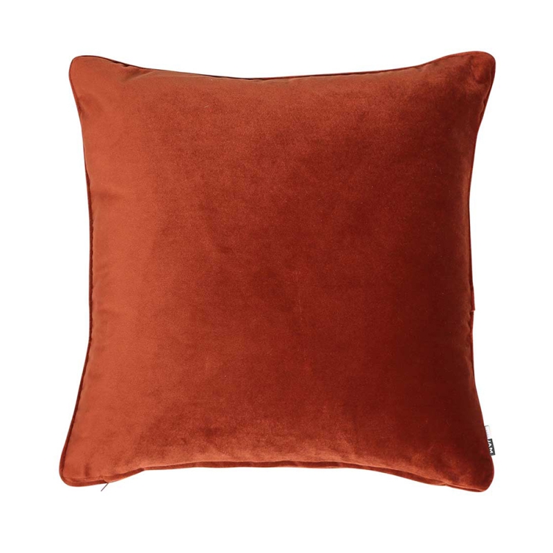 luxe velvet piped cushion paprika