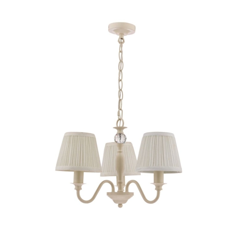 Laura Ashley Ellis Satin Cream 3 Light Chandelier with shades