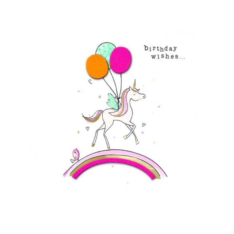 Unicorn On Rainbow Birthday Greeting Card
