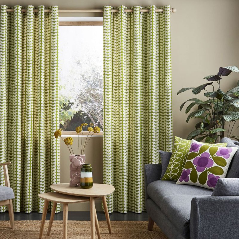 Orla Kiely Solid Stem Eyelet Headed Curtains Pear