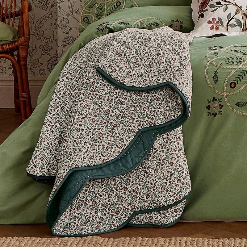MORRIS BROPHY EMBROIDERY THROW 170X220CM GREEN 