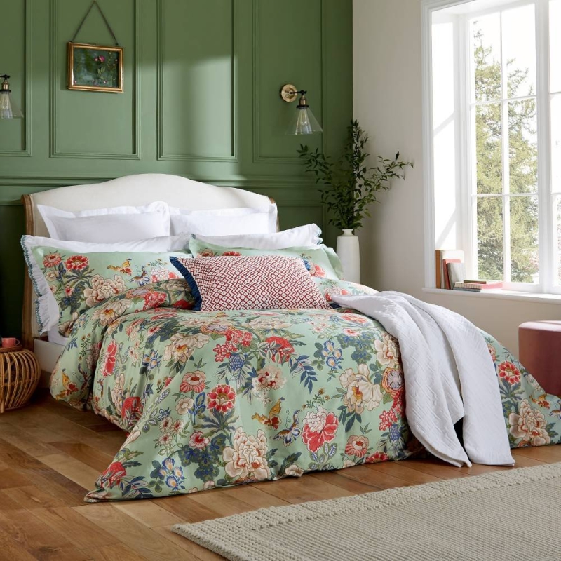 Sanderson Emperor Peony Duvet Cover Jade & Apricot