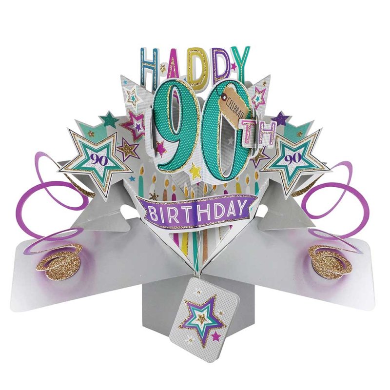 90th - 90 With Stars Pop Up Birthday Card
