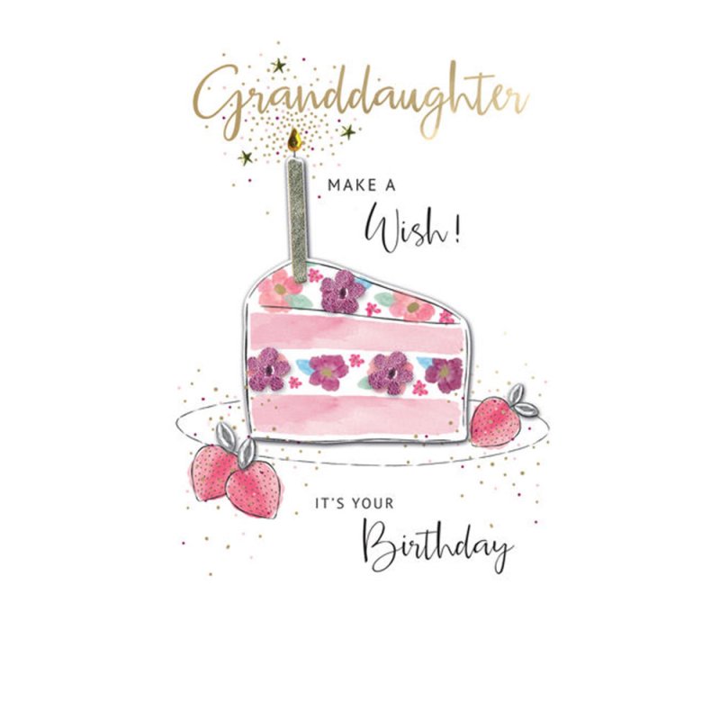 Granddaughter - Cake Slice With Candle Birthday Card
