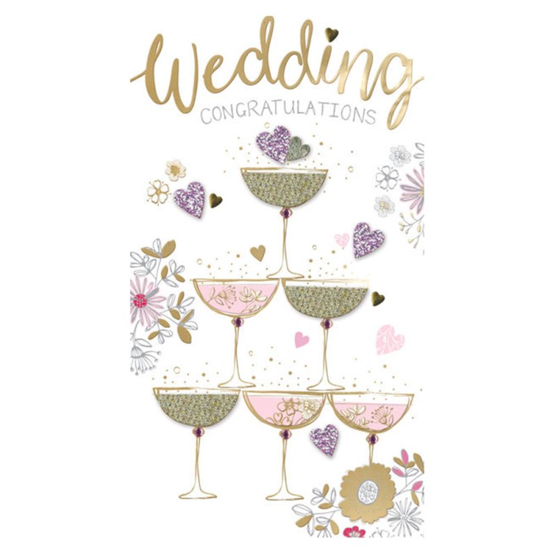 Wedding Day - Champagne Boat Tower Greeting Card
