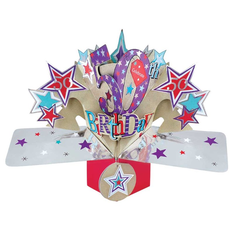 Stars Pop Up 50th Birthday Card