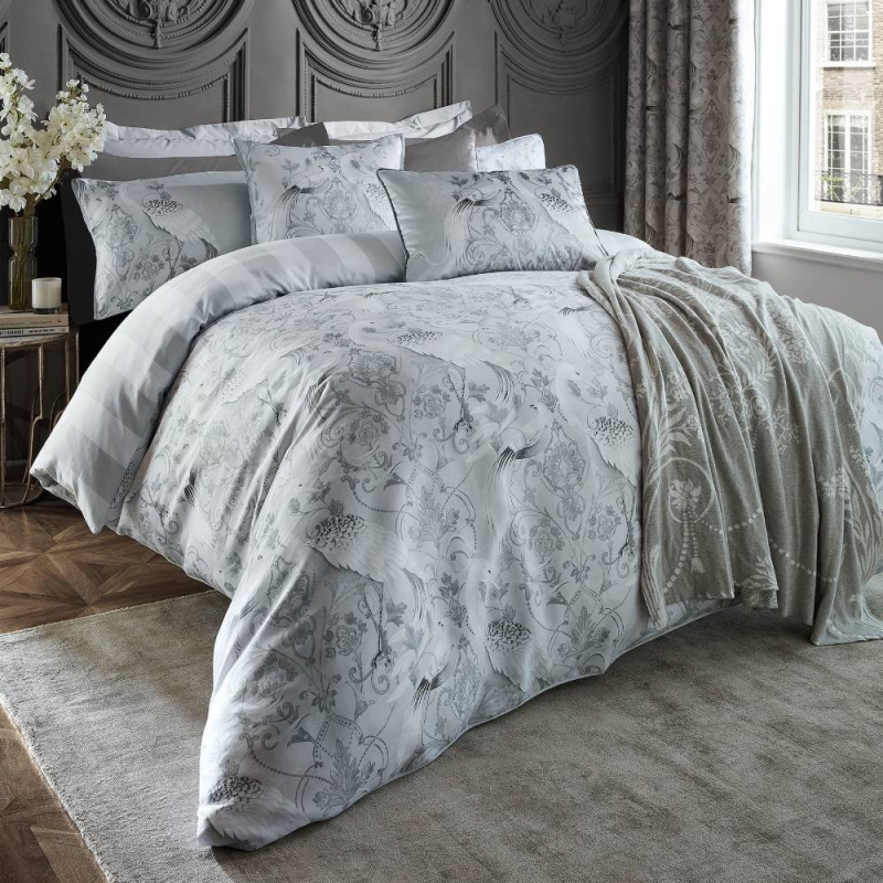 Laura Ashley Tregaron Duvet Cover Set Silver