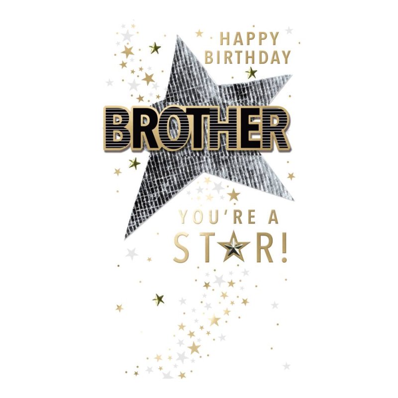 Brother - Star With Lettering Birthday Card
