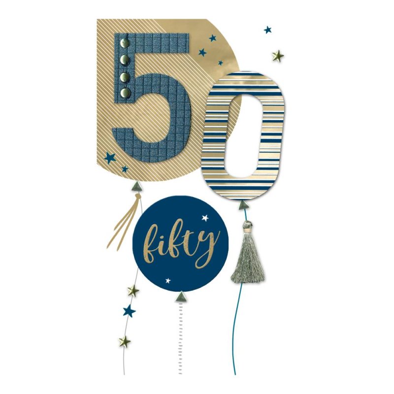 50th Balloons Birthday Card