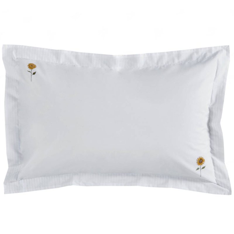 SA SUNFLOWERS OXFORD PILLOWCASE PAIR WHITE 